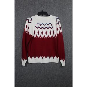 VTG 90's Andhurst Holiday Sweater Nordic Size XL Fair Isle Red White
